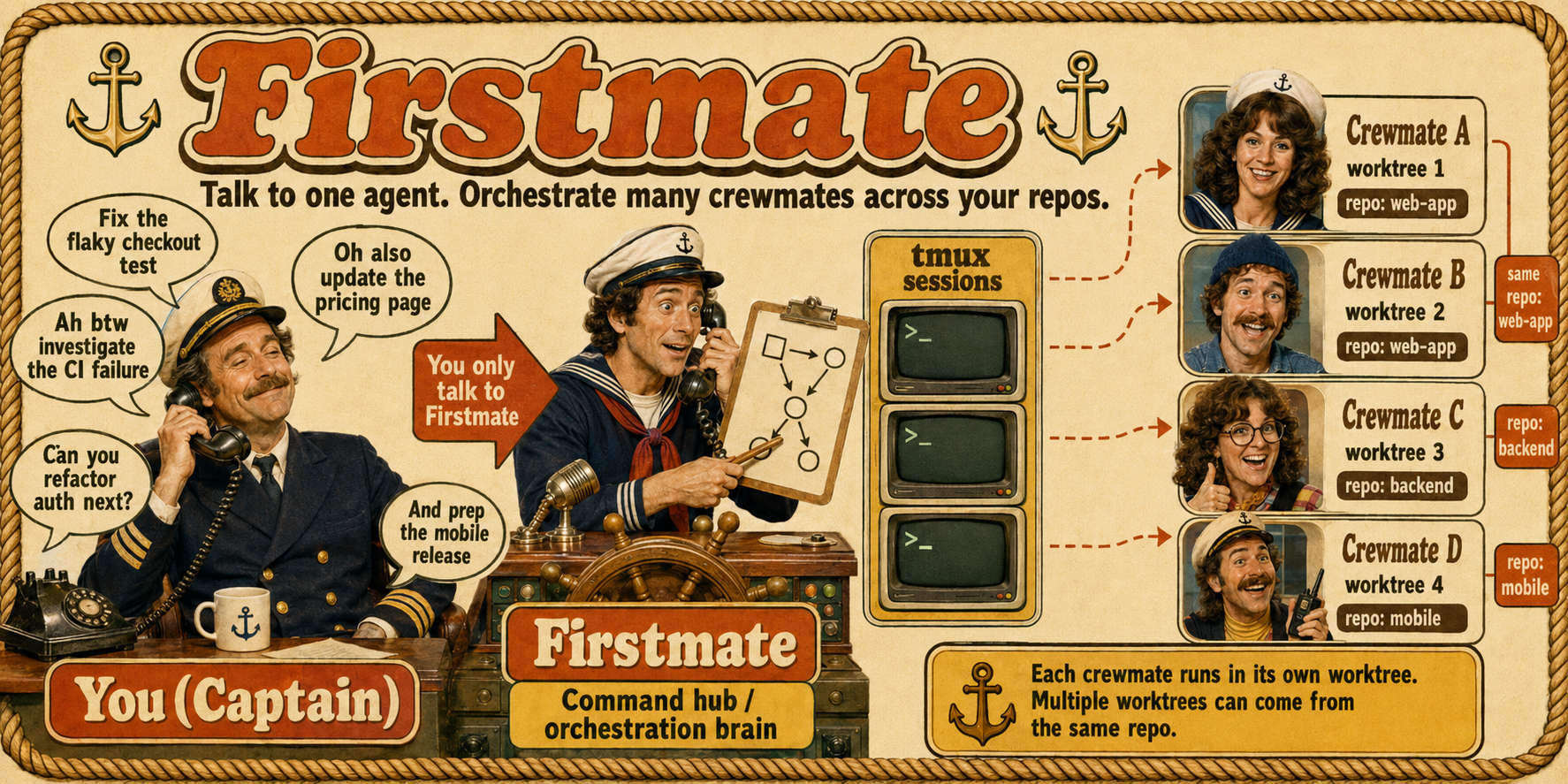 FirstMate 多智能体协作源码(跟一个 Agent 说话·一队人交付) 项目截图 1