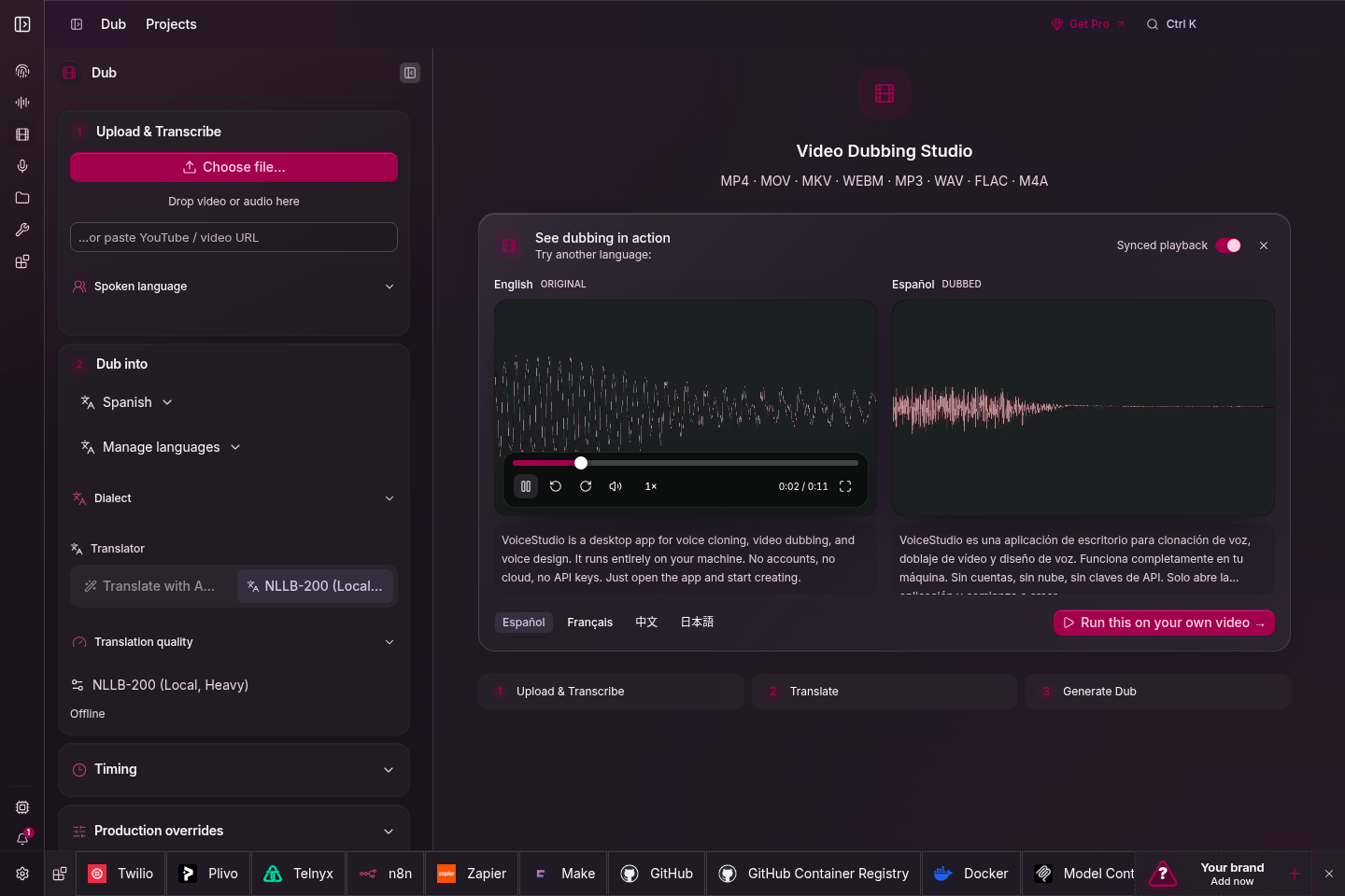 VoiceStudio 本地语音克隆配音源码(646 语言·开源版 ElevenLabs) 项目截图 1